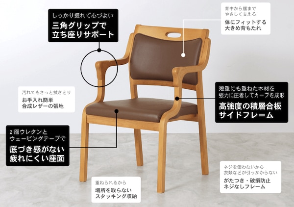 ここがすごい！椅子の工場 Care-111-AC 高齢者向けダイニングチェアの魅力は？